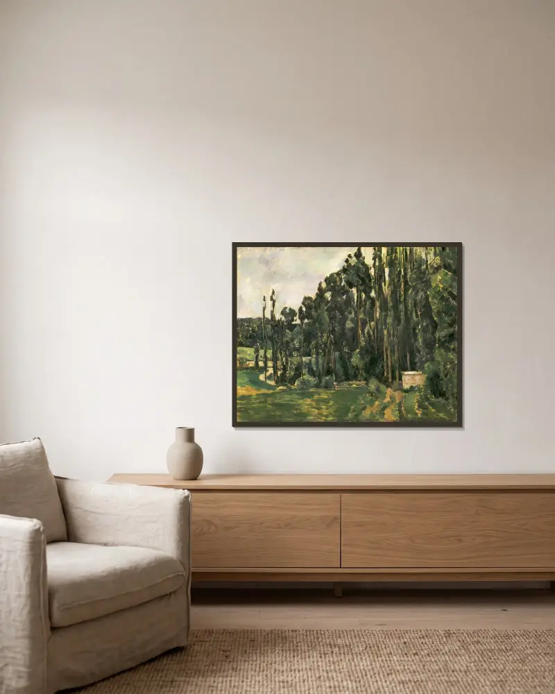 Pappeln von Paul Cézanne gerahmt an einer Wand