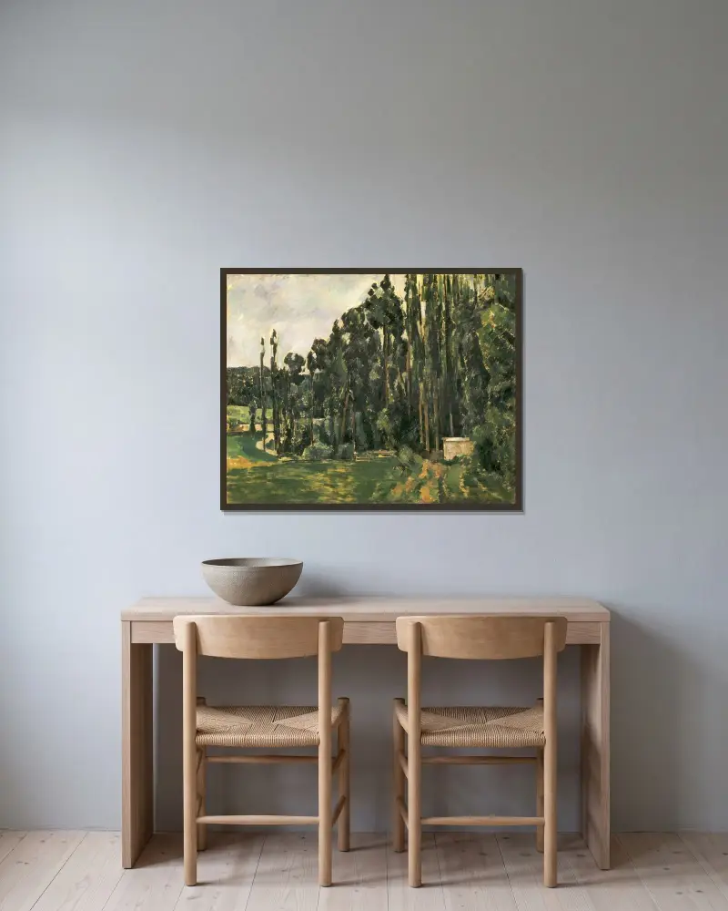 Pappeln von Paul Cézanne gerahmt an einer Wand