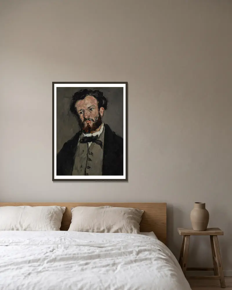 Portrait of Anthony Valabrègue av Paul Cézanne inramad på en vägg