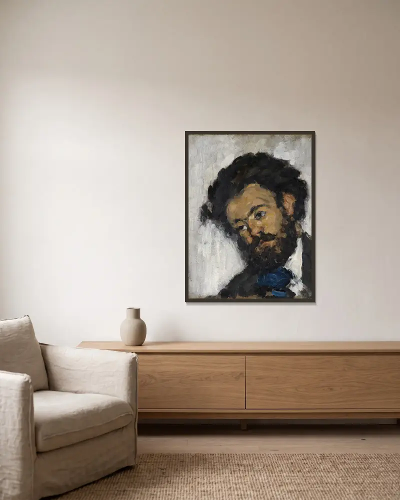 Portrait Of Antoine-Fortuné Marion av Paul Cézanne inramad på en vägg