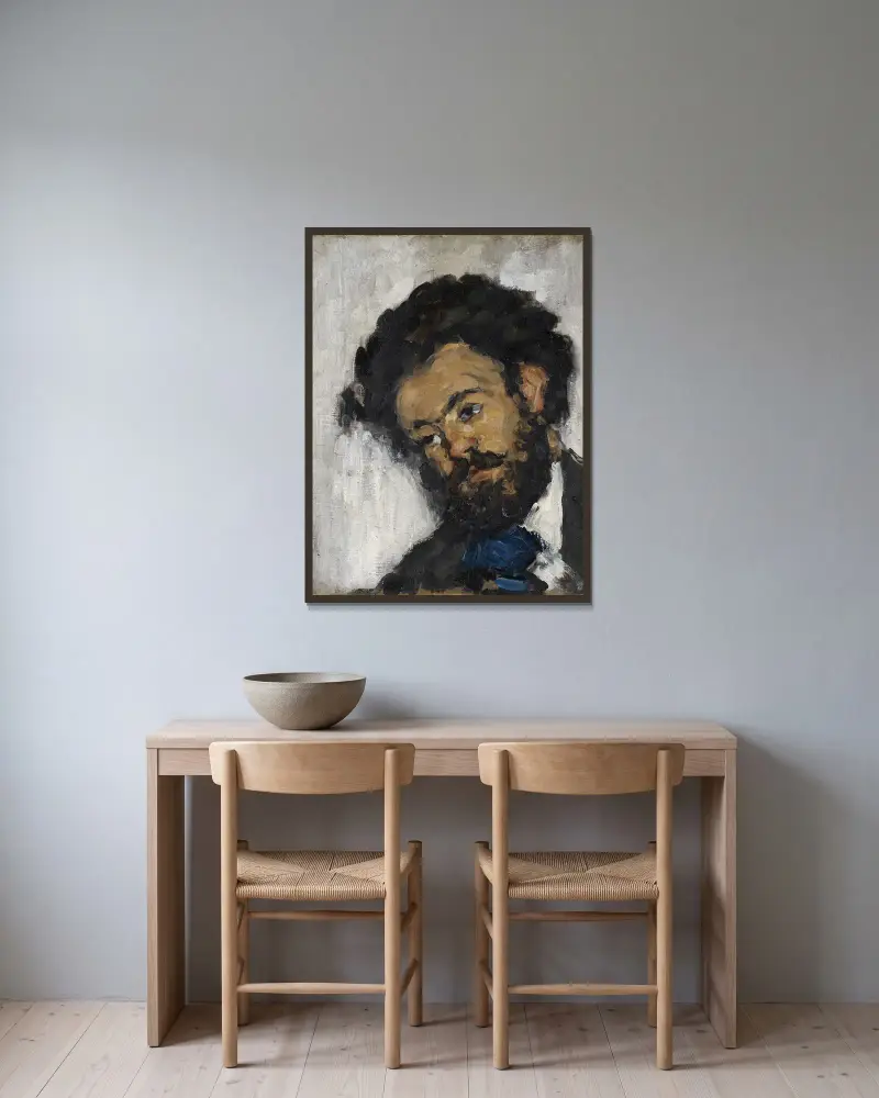 Portrait Of Antoine-Fortuné Marion av Paul Cézanne inramad på en vägg