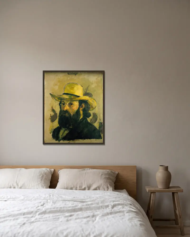 Autoportret w słomkowym kapeluszu, Paul Cézanne w ramie na ścianie