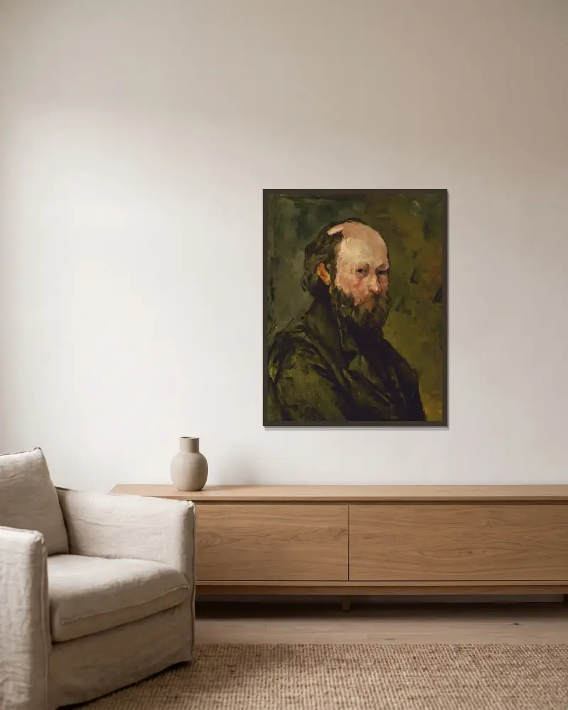 Autoportrét, – Nr. 1, Paul Cézanne v rámu na stěně