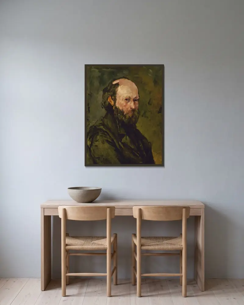 Autoportrét, – Nr. 1, Paul Cézanne v rámu na stěně