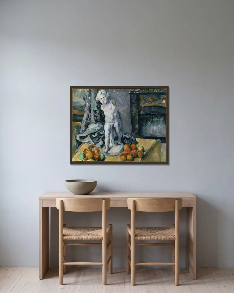 Martwa natura ze statuetką, Paul Cézanne w ramie na ścianie