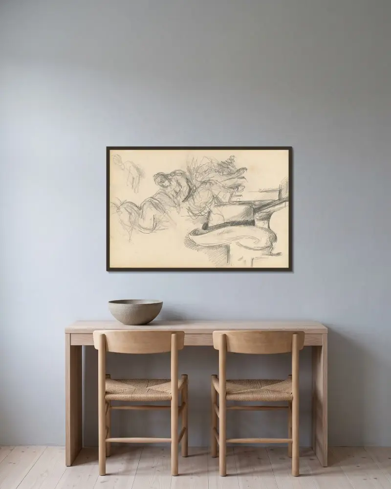 Studie se slaměným kloboukem, Paul Cézanne v rámu na stěně