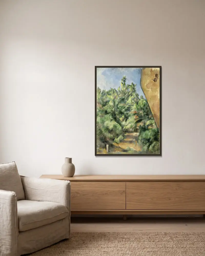 Červená skála, Paul Cézanne v rámu na stěně