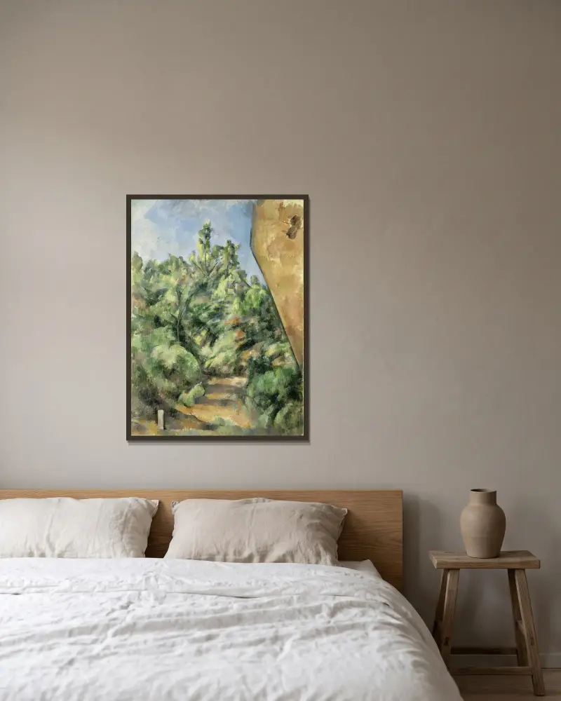 Červená skála, Paul Cézanne v rámu na stěně