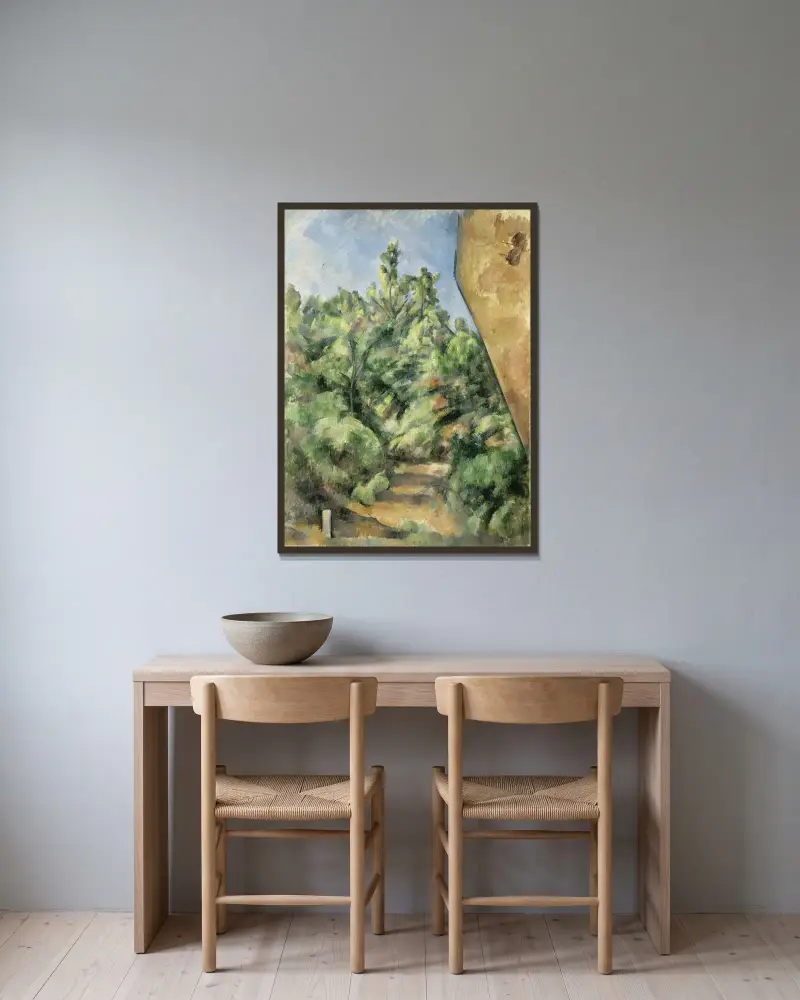 Červená skála, Paul Cézanne v rámu na stěně