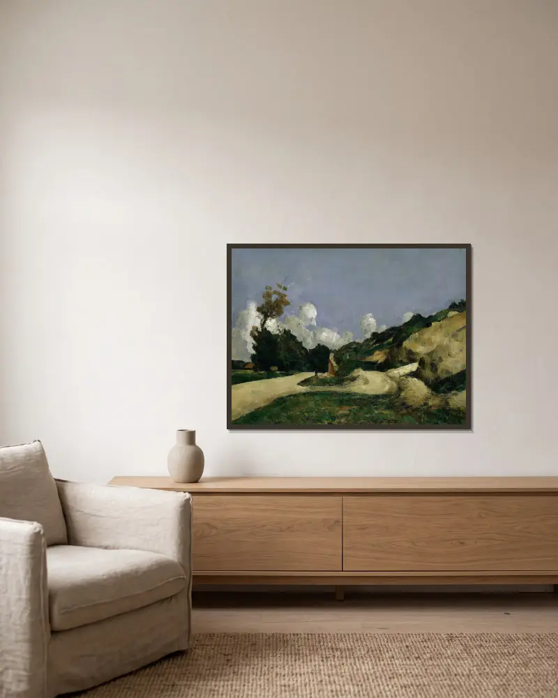 Die Straße von Paul Cézanne gerahmt an einer Wand