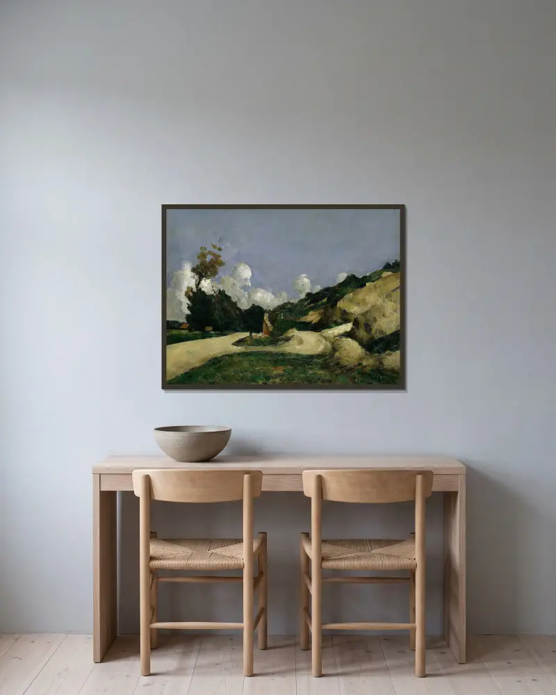 Die Straße von Paul Cézanne gerahmt an einer Wand