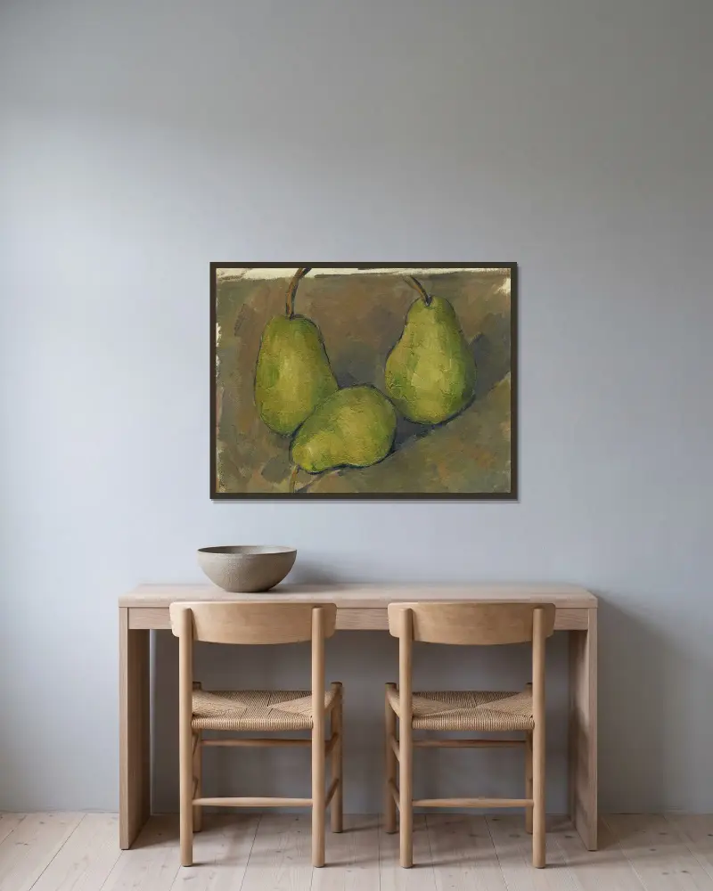 Tři hrušky, Paul Cézanne v rámu na stěně