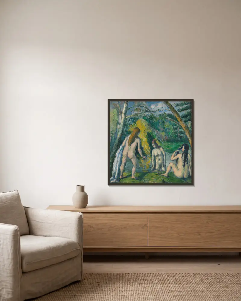 Tři koupající se ženy, Paul Cézanne v rámu na stěně