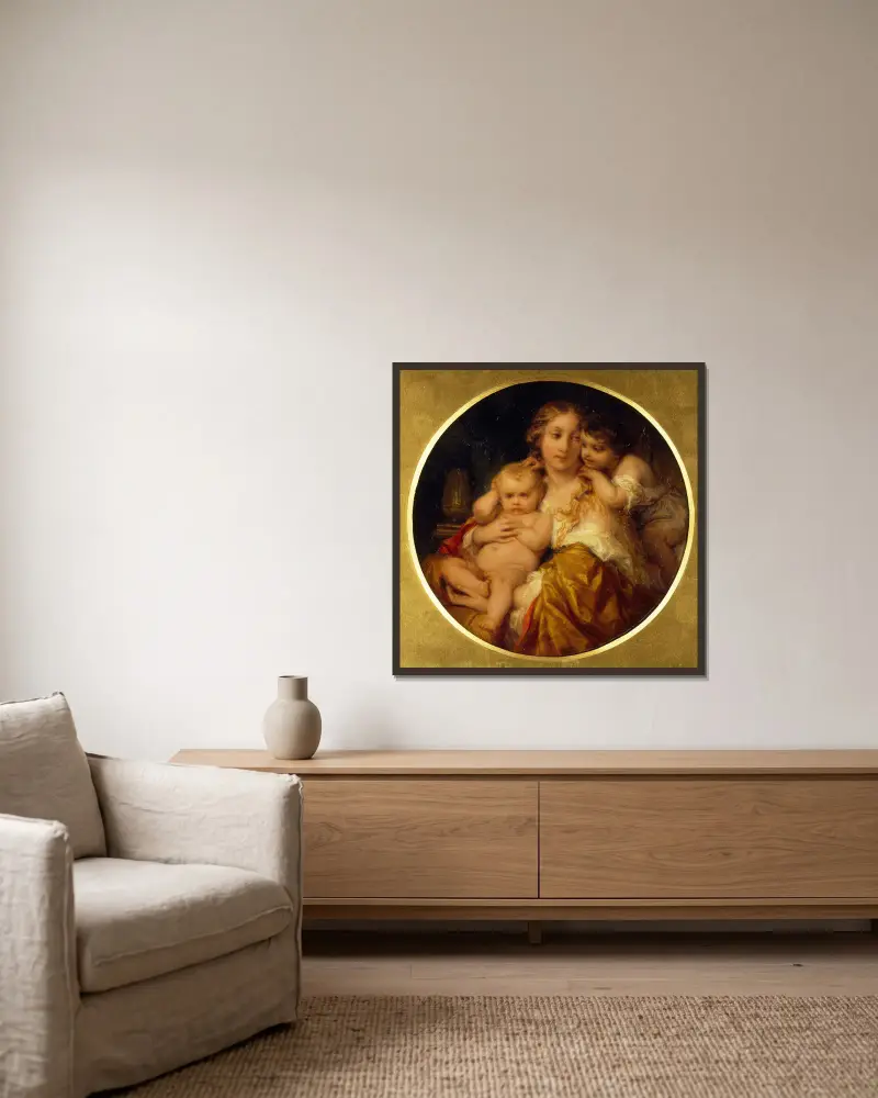Mother and Children av Paul Delaroche inramad på en vägg