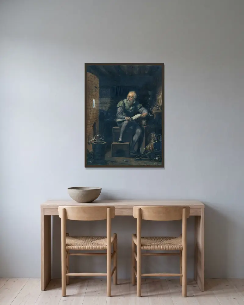 Palissy in seiner Werkstatt von Paul Delaroche gerahmt an einer Wand