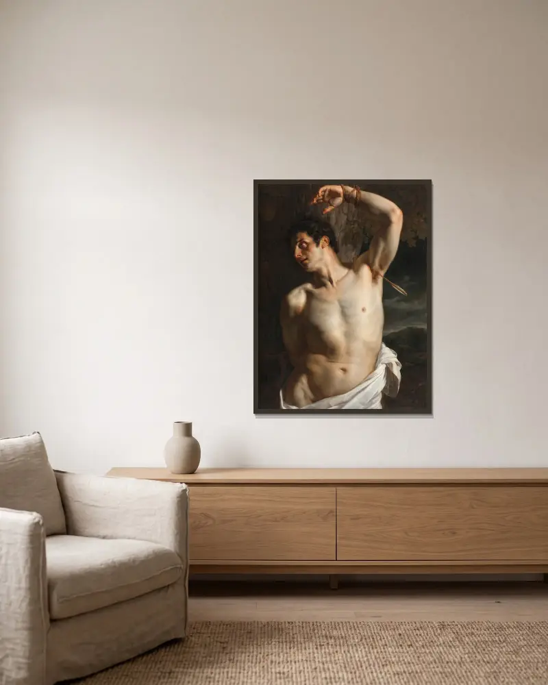 Heiliger Sebastian von Paul Delaroche gerahmt an einer Wand