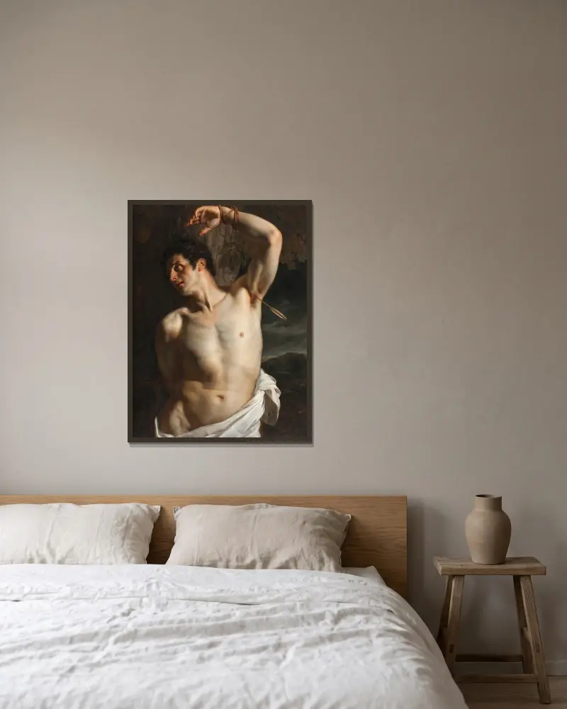 Heiliger Sebastian von Paul Delaroche gerahmt an einer Wand