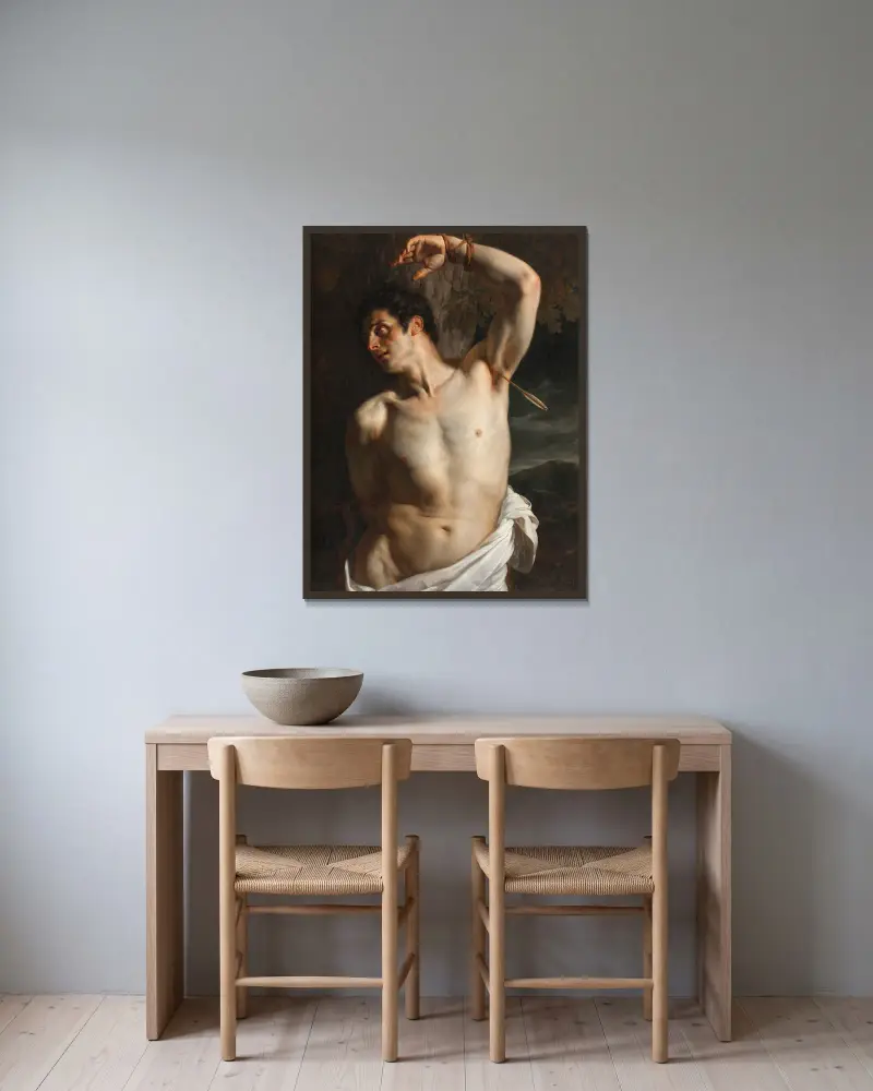 Heiliger Sebastian von Paul Delaroche gerahmt an einer Wand