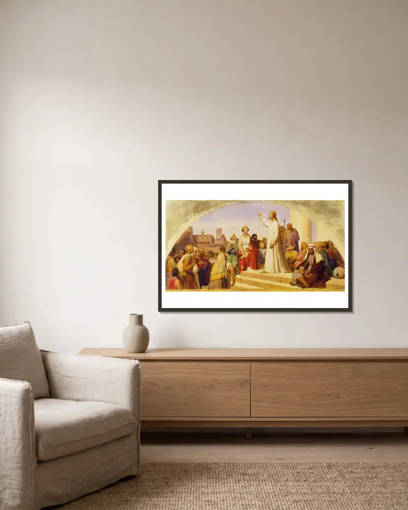 The Conversion of Saint Mary Magdalene av Paul Delaroche inramad på en vägg