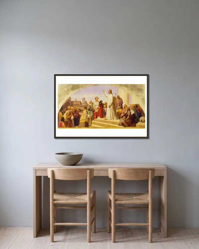 The Conversion of Saint Mary Magdalene av Paul Delaroche inramad på en vägg
