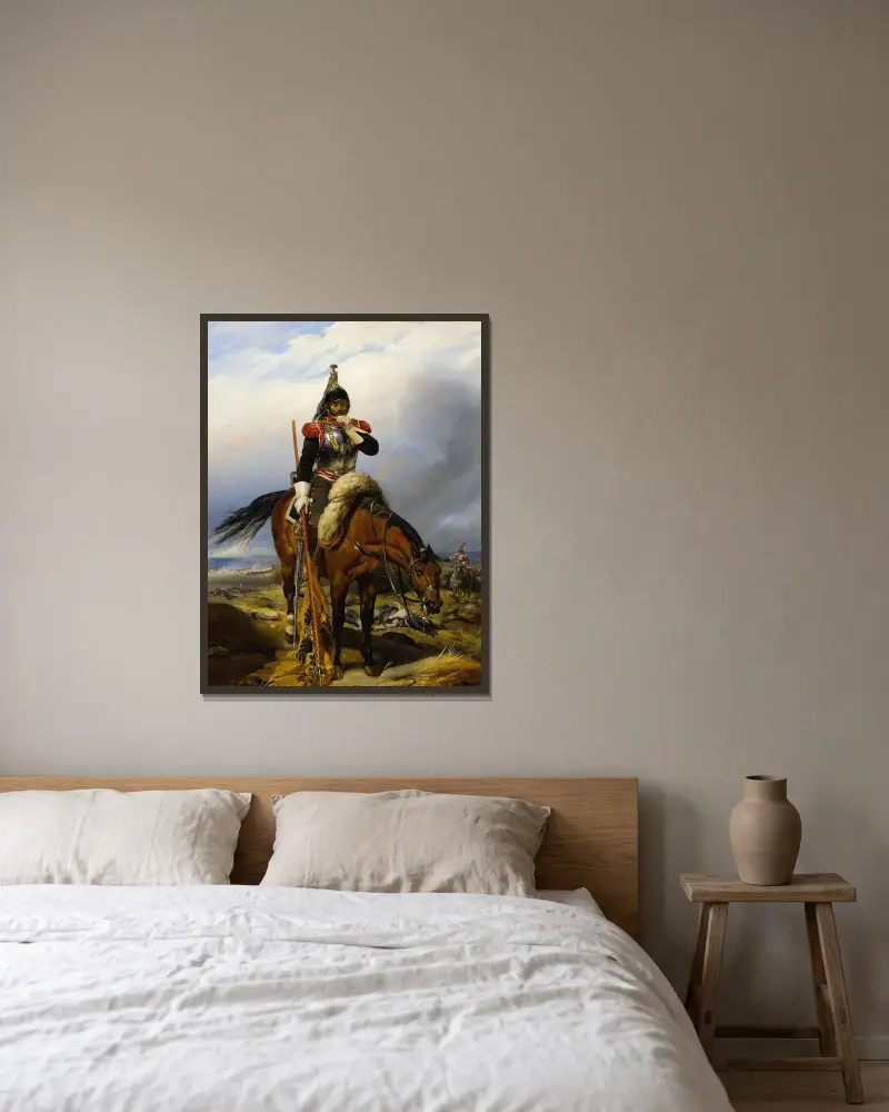 The Field Of Battle av Paul Delaroche inramad på en vägg