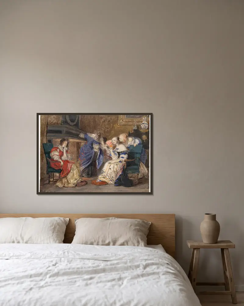 Women in an Interior av Paul Delaroche inramad på en vägg