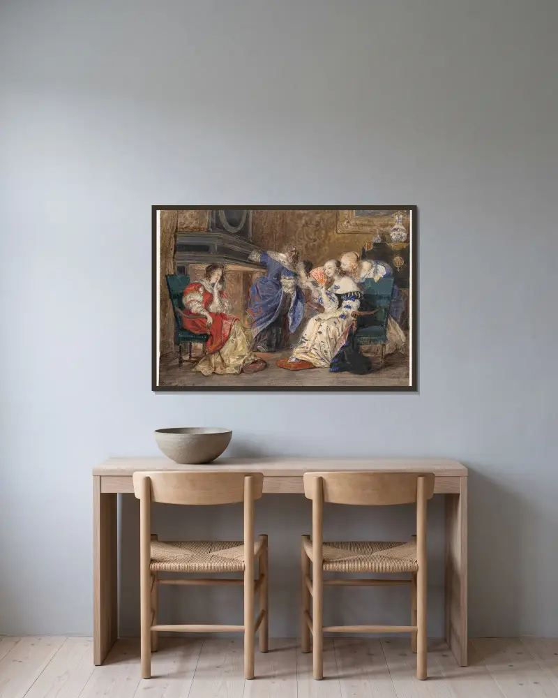 Women in an Interior av Paul Delaroche inramad på en vägg