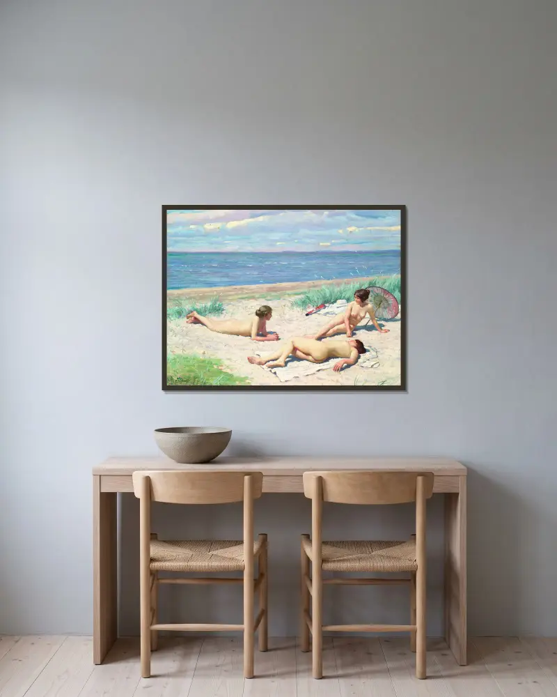 Girls on the beach av Paul Fischer inramad på en vägg