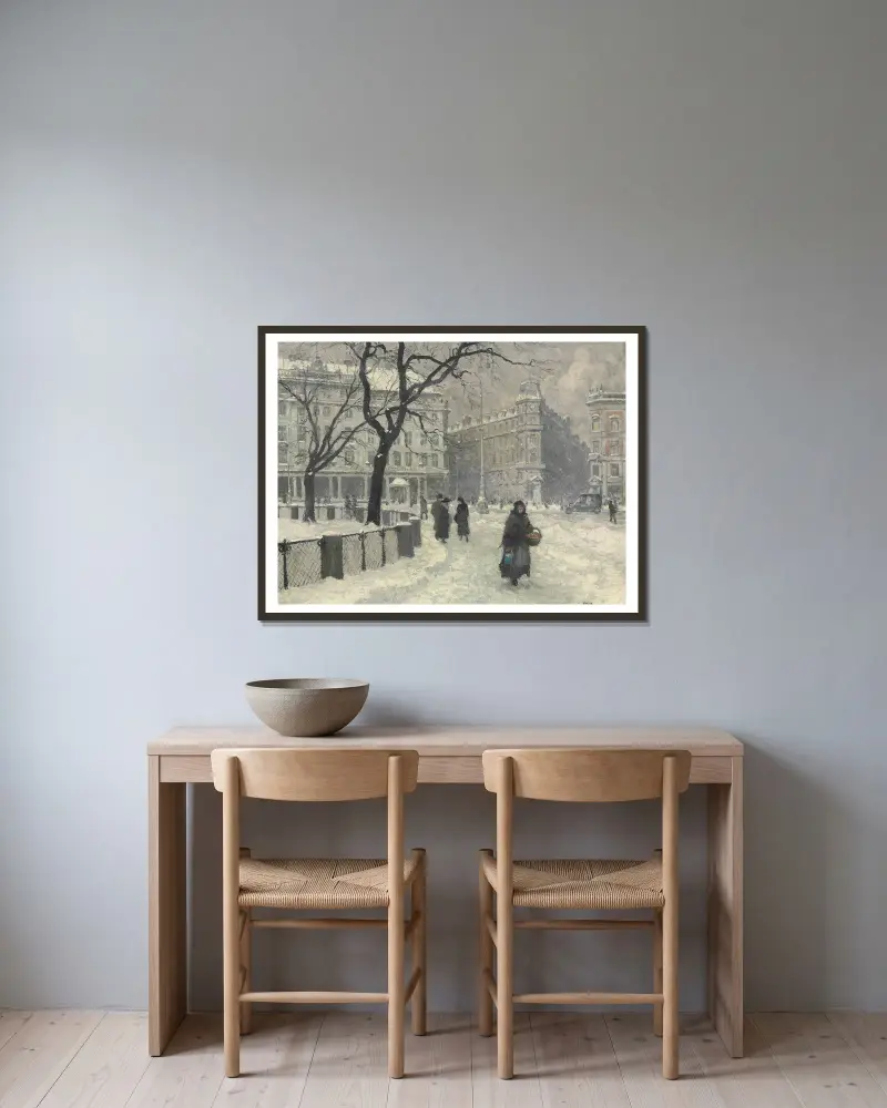 Kongens Nytorv, Copenhagen In Winter av Paul Fischer inramad på en vägg