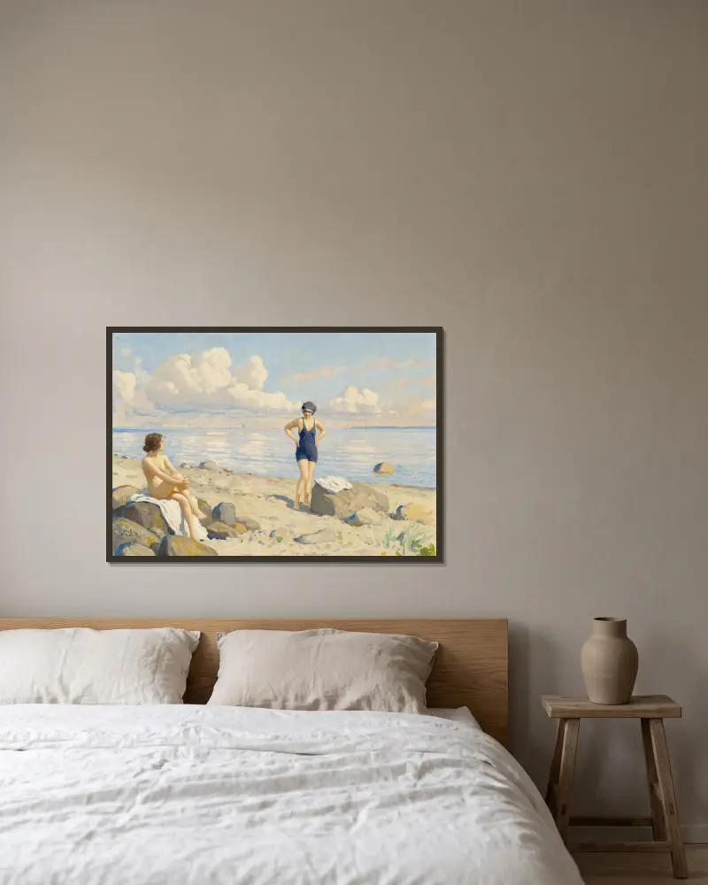 Am Strand von Paul Fischer gerahmt an einer Wand