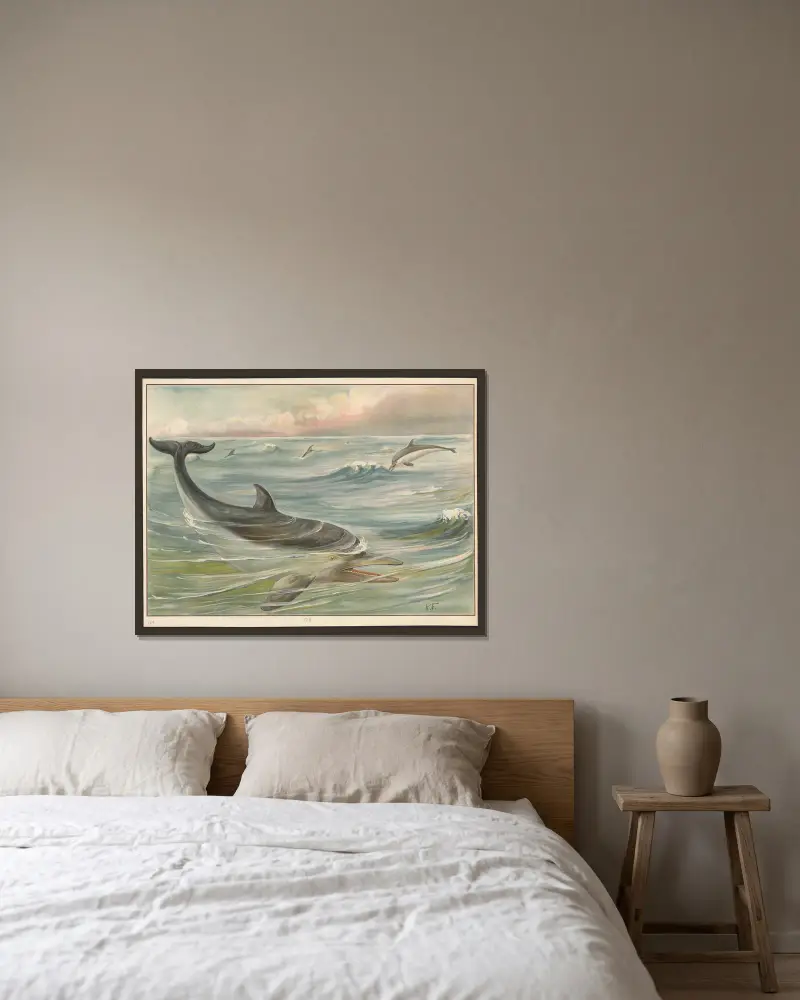 Delfin von Paul Flanderky gerahmt an einer Wand