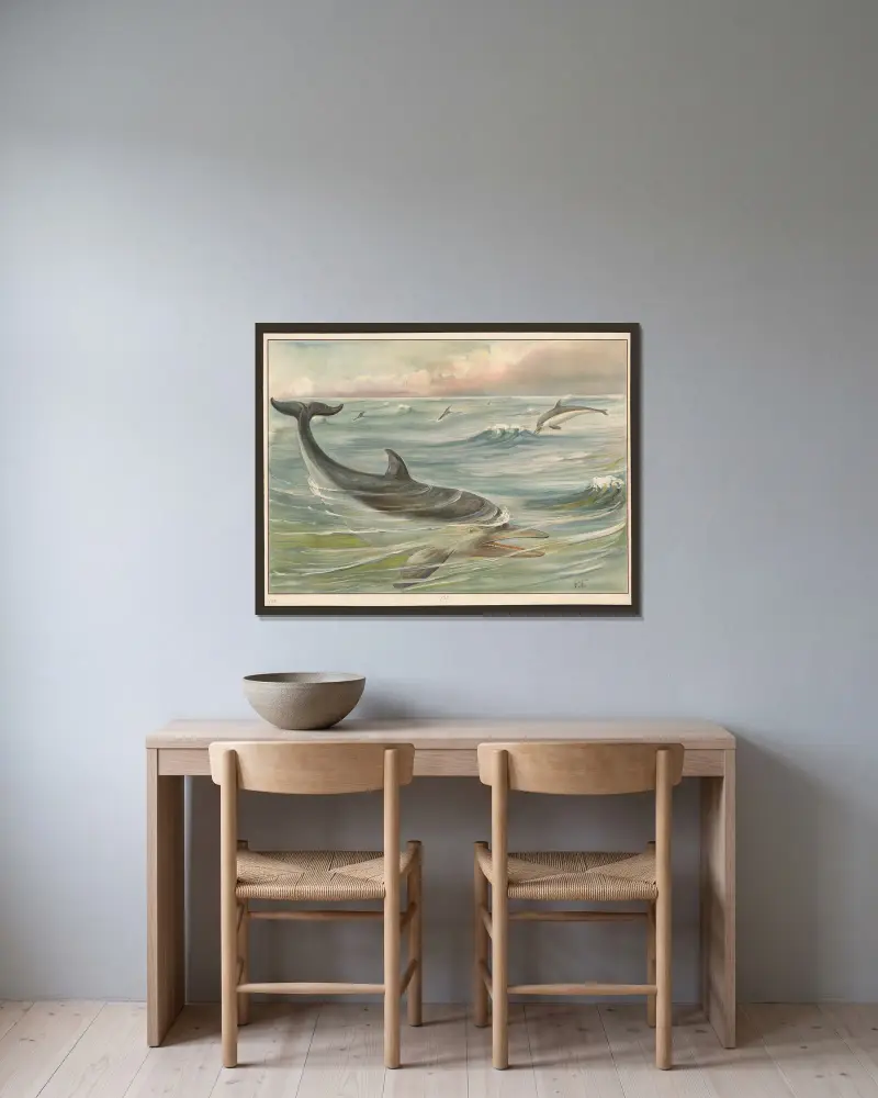 Delfin von Paul Flanderky gerahmt an einer Wand