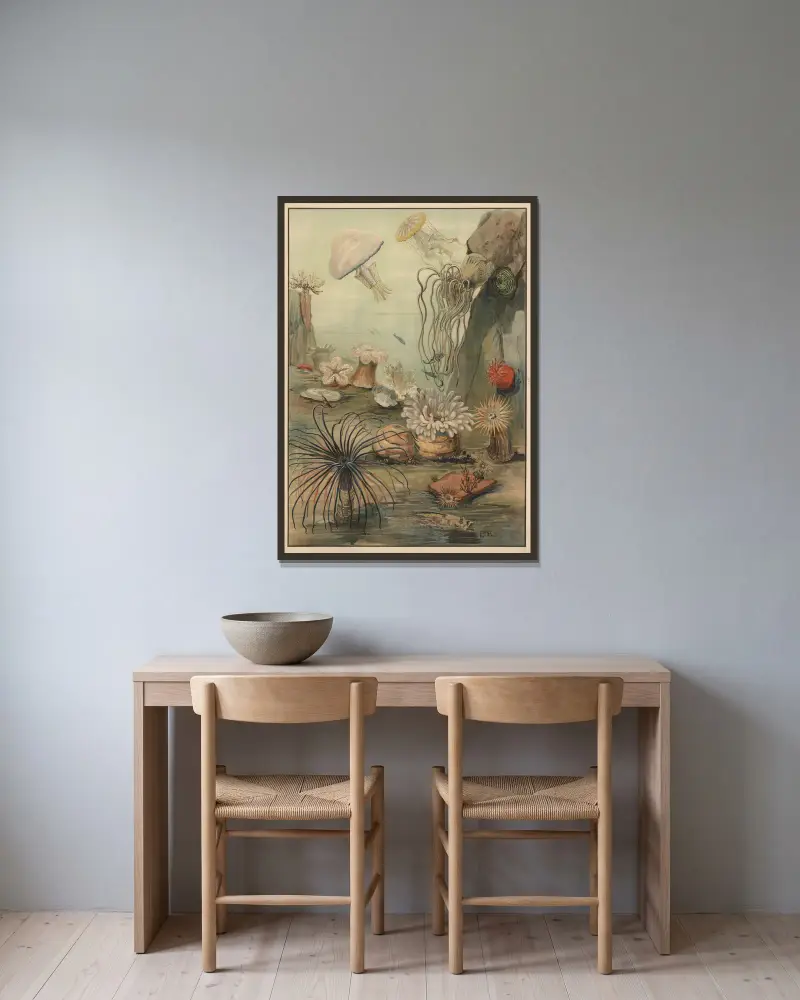 Sea anemones av Paul Flanderky inramad på en vägg