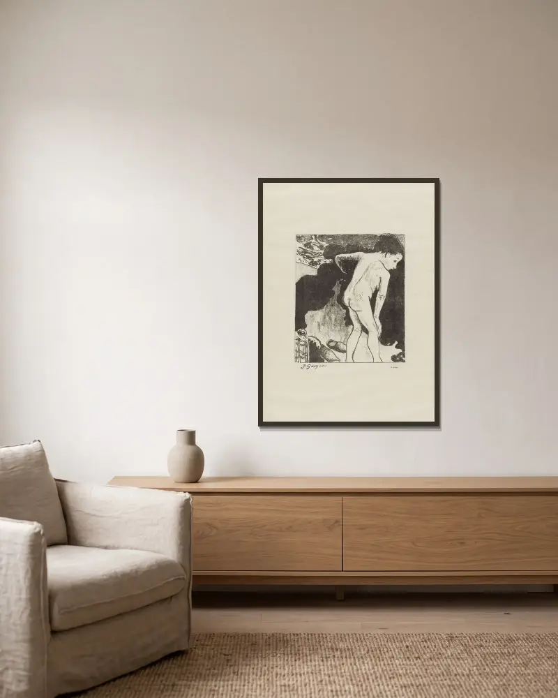 Bretonische Badende von Paul Gauguin gerahmt an einer Wand