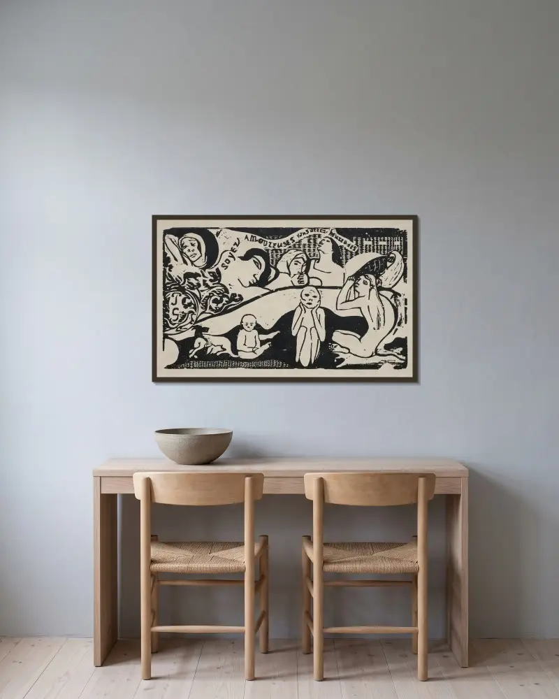 Älska och du blir lycklig av Paul Gauguin inramad på en vägg