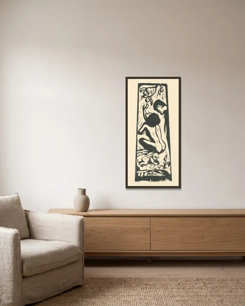 Die Familie von Paul Gauguin gerahmt an einer Wand