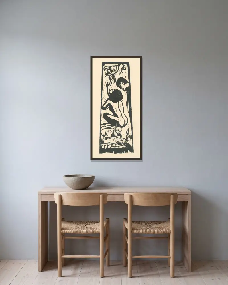 Die Familie von Paul Gauguin gerahmt an einer Wand