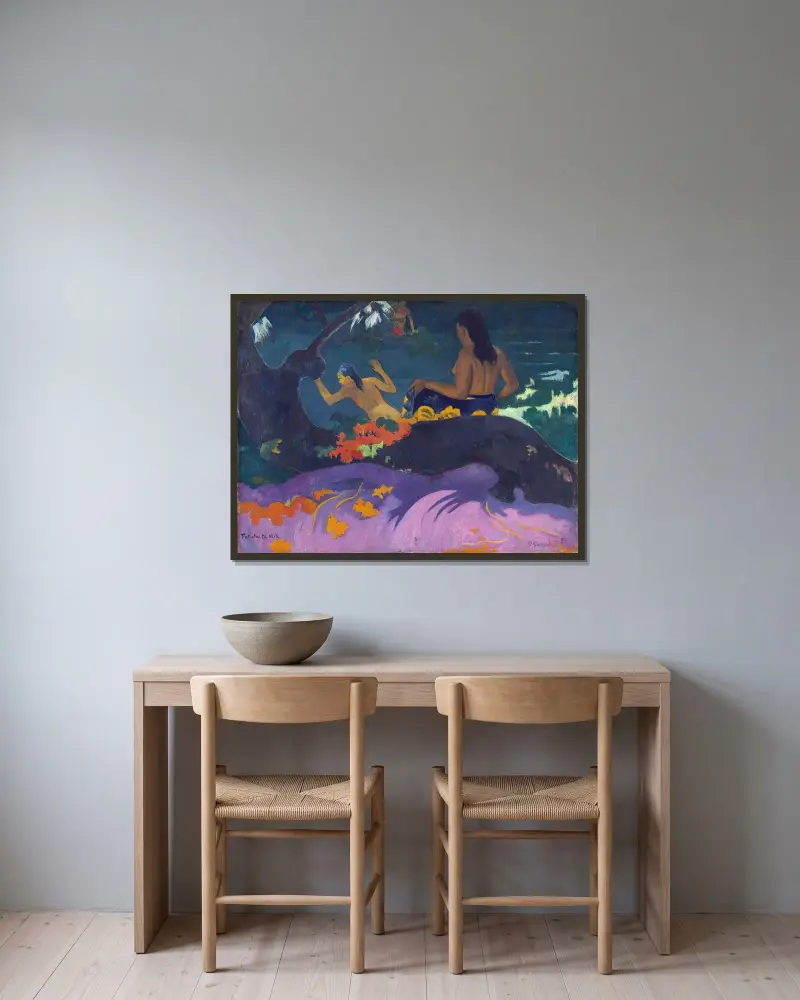 Fatata te Miti (Am Meer) von Paul Gauguin gerahmt an einer Wand