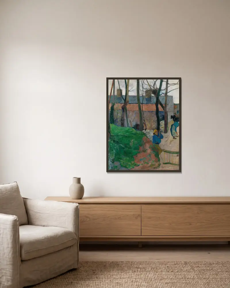 Häuser in Le Pouldu av Paul Gauguin inramad på en vägg