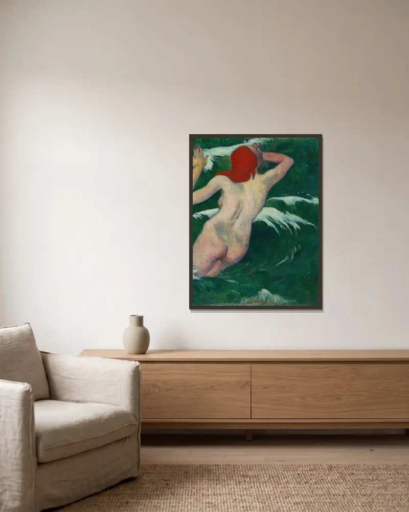 In den Wellen von Paul Gauguin gerahmt an einer Wand