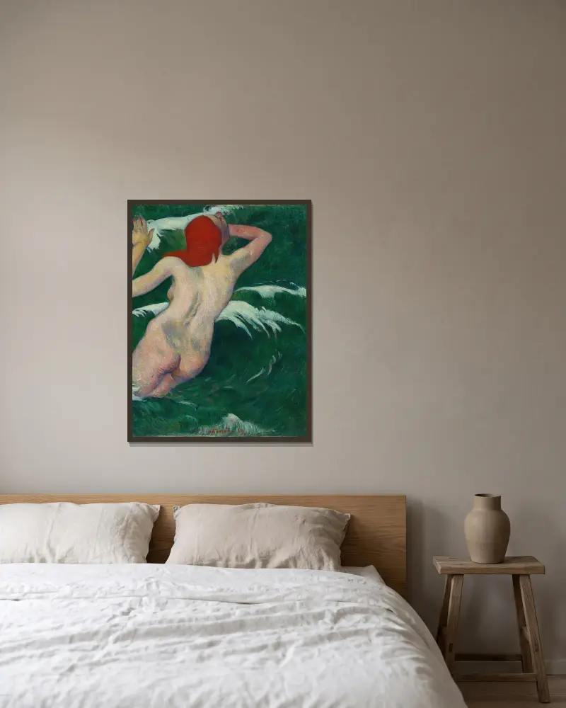 In den Wellen von Paul Gauguin gerahmt an einer Wand