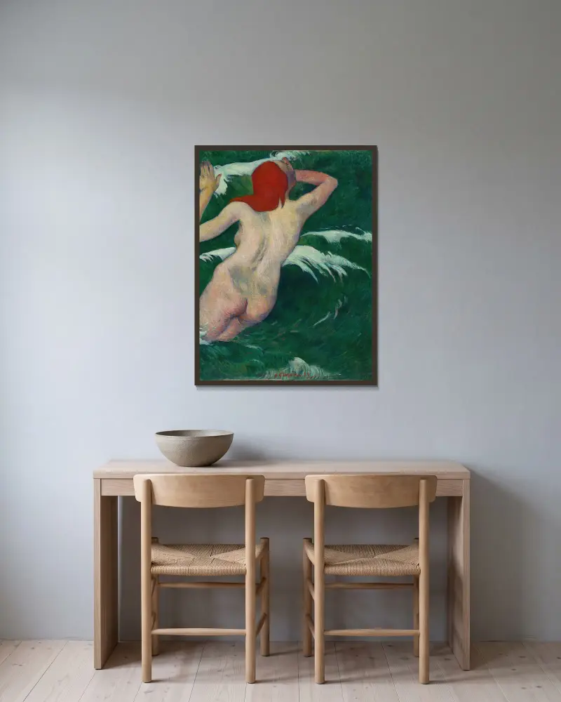 In den Wellen von Paul Gauguin gerahmt an einer Wand