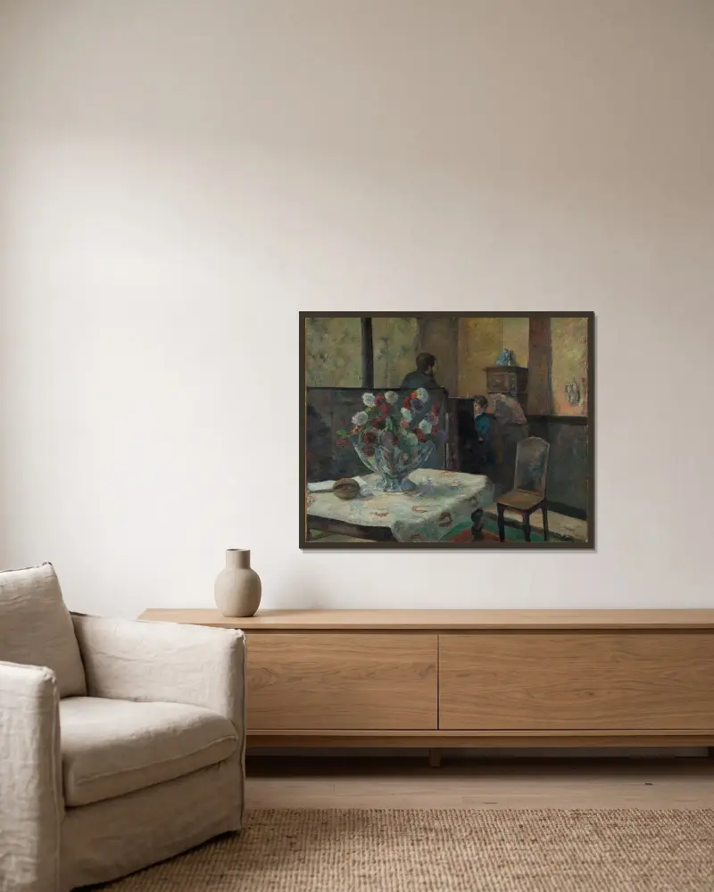 Interiér, Paul Gauguin v rámu na stěně