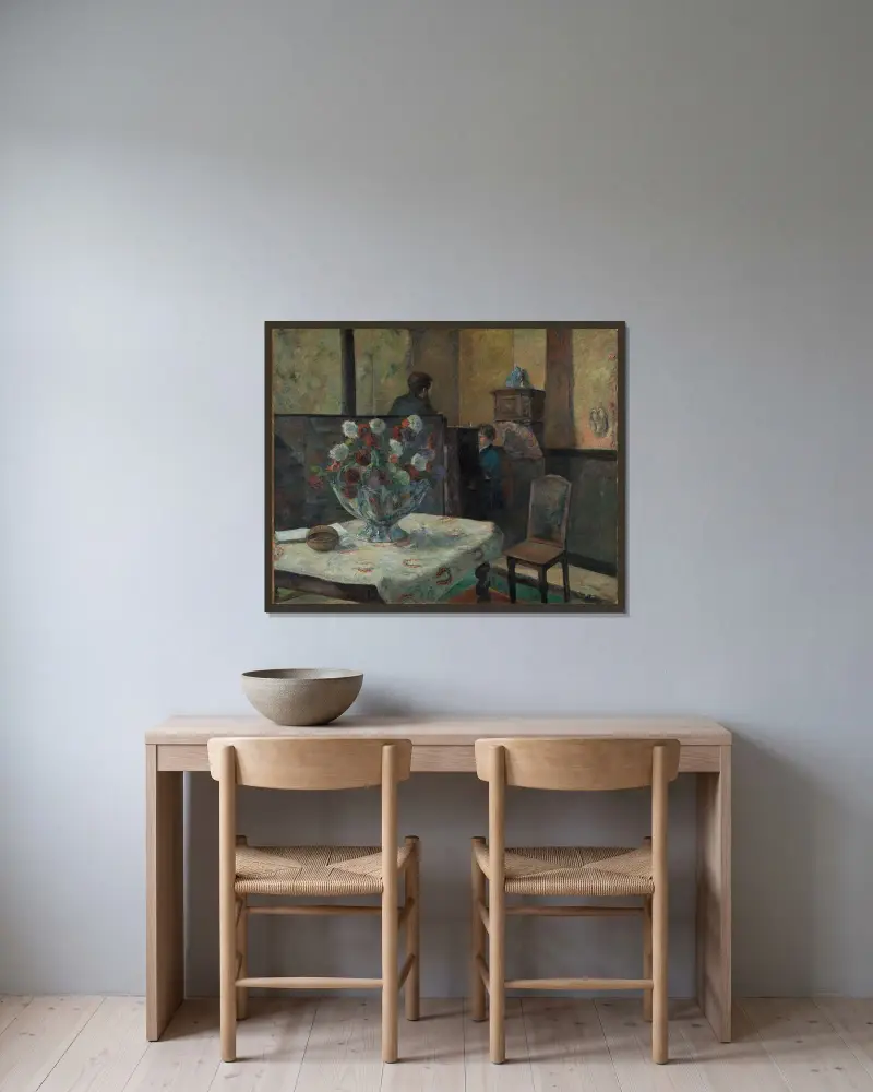 Interiér, Paul Gauguin v rámu na stěně