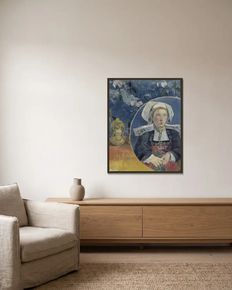 La Belle Angèle av Paul Gauguin inramad på en vägg