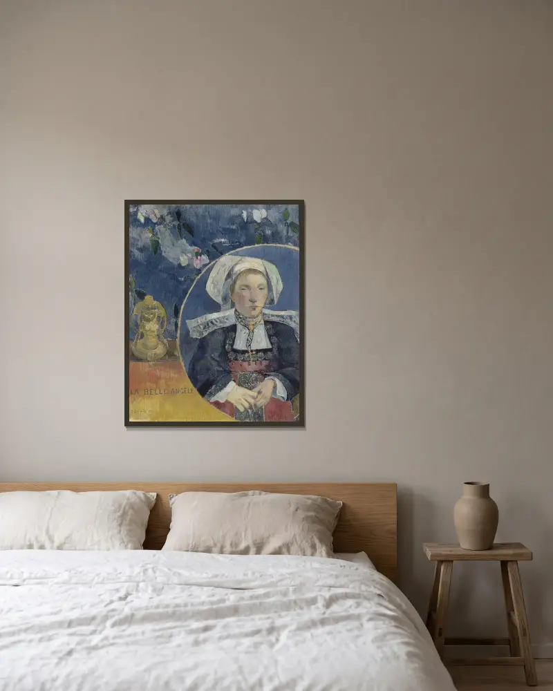 La Belle Angèle av Paul Gauguin inramad på en vägg