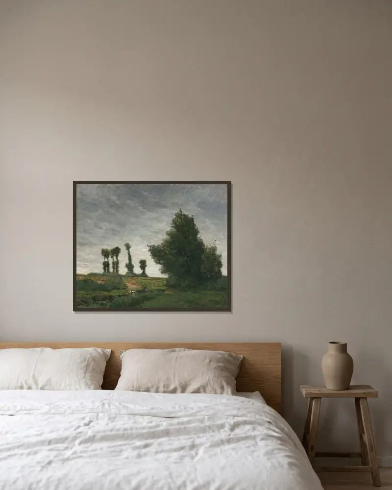 Landschaft mit Pappeln von Paul Gauguin gerahmt an einer Wand