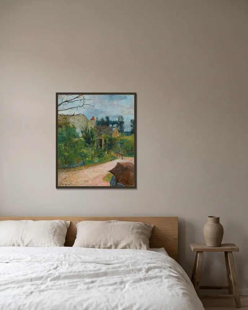 Le Jardin de Pissarro, quai du Pothuis à Pontoise av Paul Gauguin inramad på en vägg