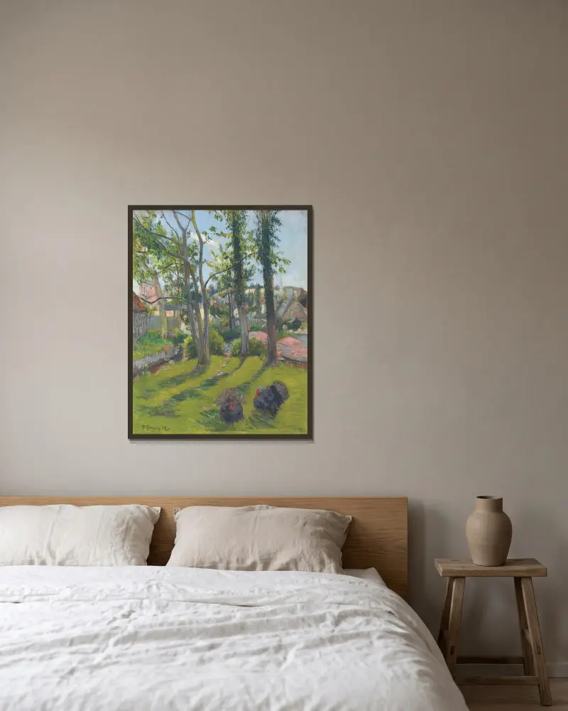 Les dindons, Pont-Aven av Paul Gauguin inramad på en vägg