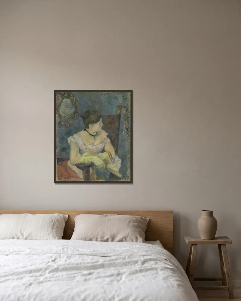Madame Mette Gauguin i aftonklänning av Paul Gauguin inramad på en vägg